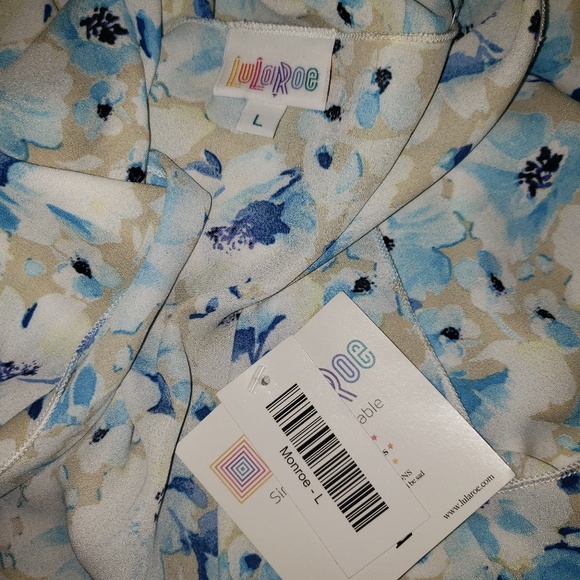 Lularoe L white floral monroe open cardigan cover - Picture 5 of 8